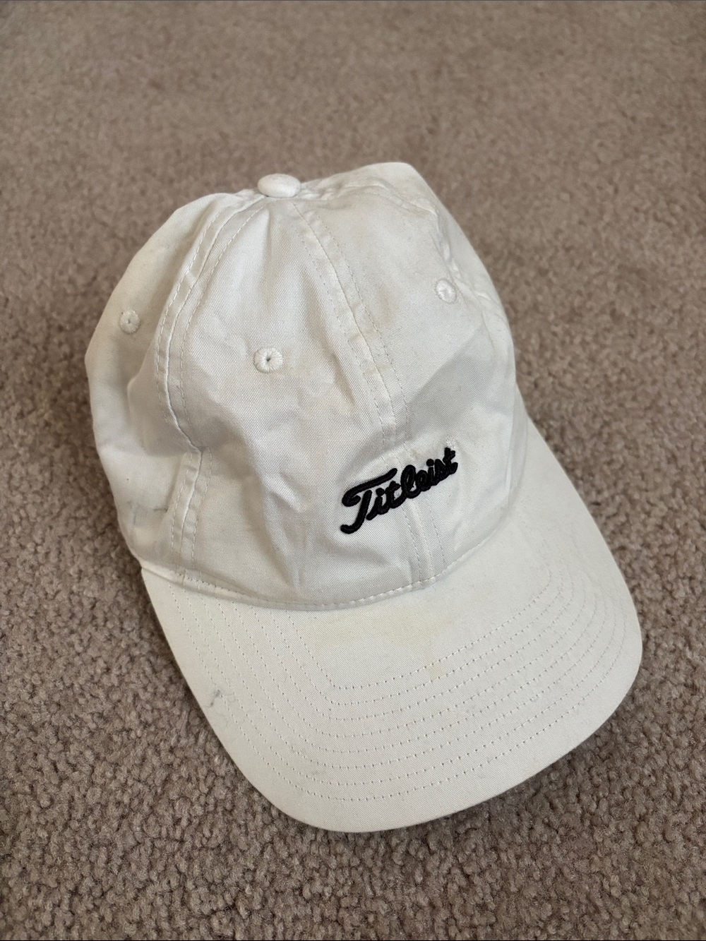 Titleist White Cap with Black Script Logo